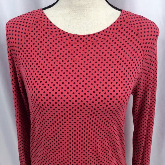 Gap Body Pure Body Top Womens Size XS Pink Red Polka Dot Lightweight Base Layer - Picture 5 of 10
